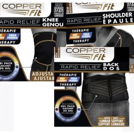 Copper Fit CFRRBK1SZ Unisex Black 100% 3 in 1 Rapid Relief