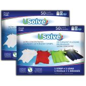Feuilles détergentes à lessive USolve™ - 50 brassées - Linge Frais - En emballage SANS PLASTIQUE (ENS. DE 2  AU TOTAL 100 BRASSÉES)