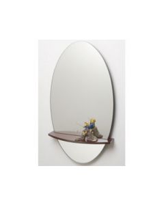 Frameless Mirror with Floating Shelf