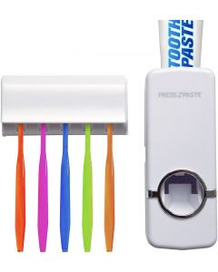 Press2Paste Hands Free Automatic Toothpaste Dispenser and Toothbrush Holder 