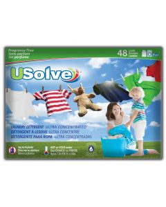 USolve™ Laundry Detergent Strips - Unscented - 48 Loads- In Plastic-Free Packaging