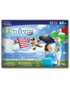 USolve™ Laundry Detergent Strips - Fresh Scent - 48 Loads- In Plastic-Free Packaging