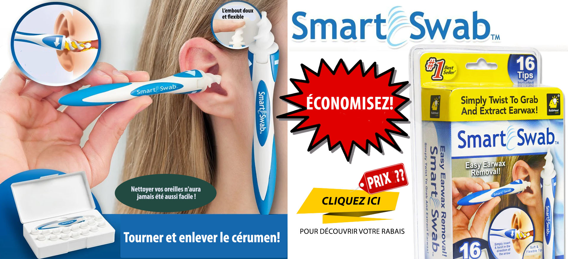 Nettoyeur pour oreilles Smart Swab